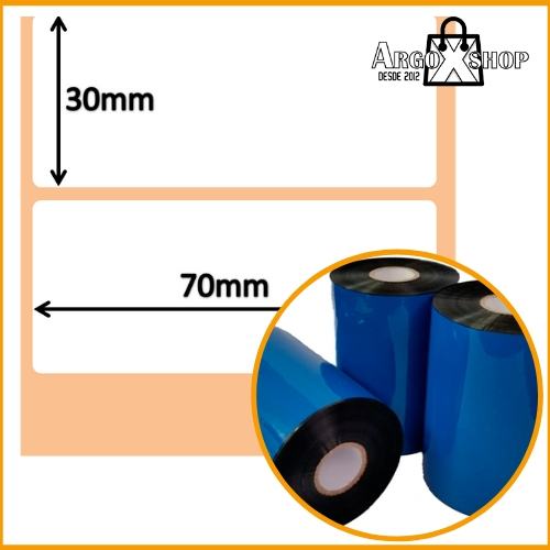 Etiquetas de Papel Couchet + Ribbon de Cera 91 Metros para OS-214 Plus Etiquetas de Papel Couchet + Ribbon de Cera 91 Metros para OS-214 Plus